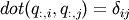 dot( q_{:,i}, q_{:,j}) = \delta_{ij}