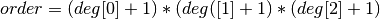 order = (deg[0]+1)*(deg([1]+1)*(deg[2]+1)