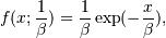 f(x; \frac{1}{\beta}) = \frac{1}{\beta} \exp(-\frac{x}{\beta}),