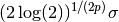 (2 \log(2))^{1/(2 p)} \sigma