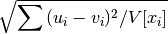 \sqrt{\sum {(u_i-v_i)^2 / V[x_i]}}