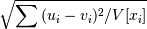 \sqrt{\sum {(u_i-v_i)^2 / V[x_i]}}