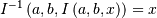 I^{-1}\left(a,b,I\left(a,b,x\right)\right)=x