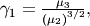 \gamma_{1}=\frac{\mu_{3}}{\left(\mu_{2}\right)^{3/2}},\,